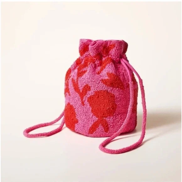 Kate Spade x Target Beaded Classic Rose Drawstring Bucket Bag - Pink/Red - Picture 2 of 5